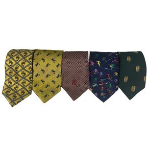 Lot of 5 Vintage All Silk Novelty Ties Golf Cowboy Downhill Skier Alynn Necktie